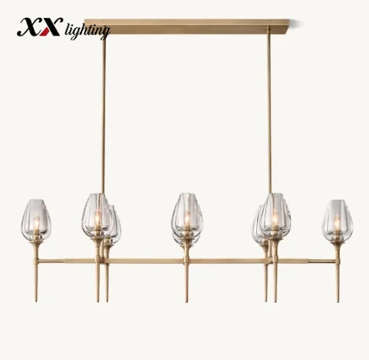 Tulip Linear Chandelier 52 inch - 52", Polished Nickel