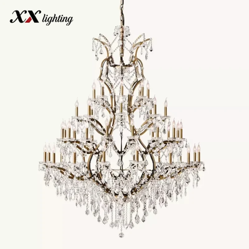 19Th C. Rococo Iron & Crystal Round Chandelier - 59", Antiqued Brass