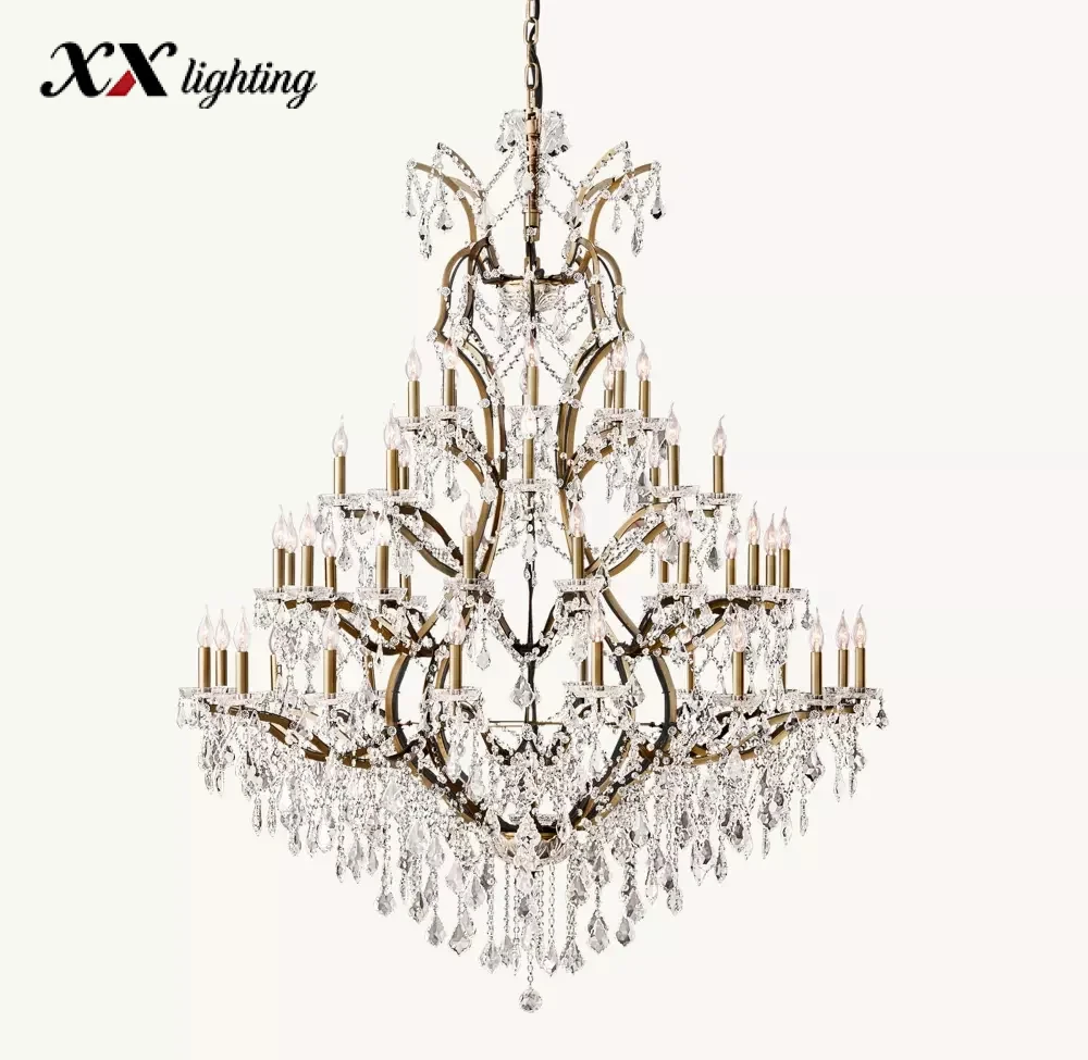 19Th C. Rococo Iron & Crystal Round Chandelier - 59", Antiqued Brass