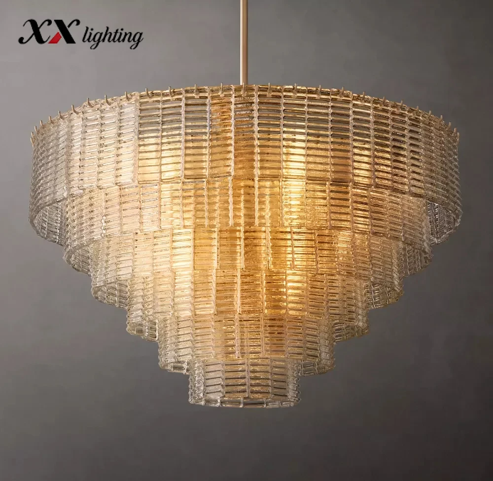 Sirene Clear Glass Round Chandelier - 40½", Satin Nickel