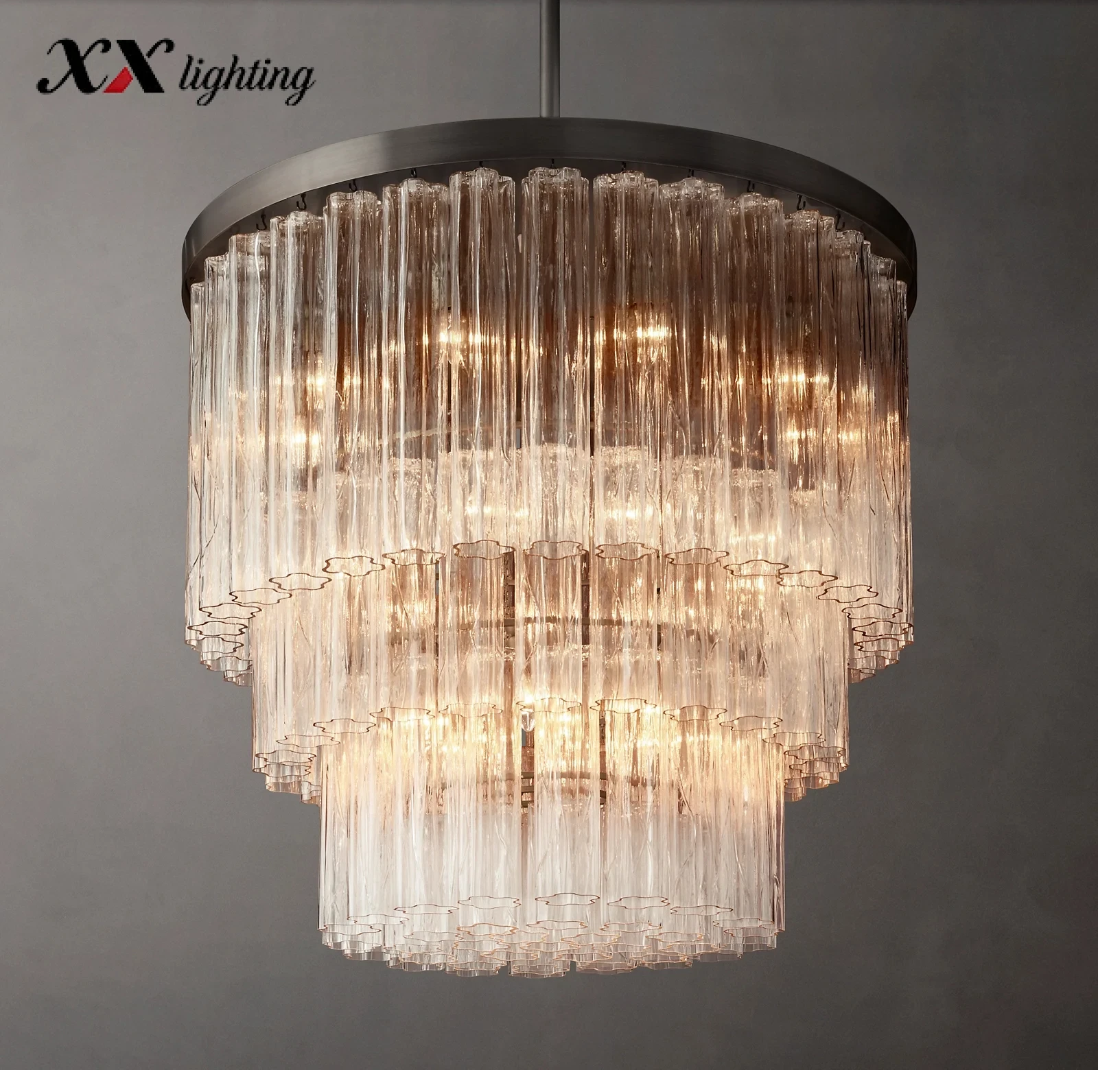 Cielo Three-Tier Round Chandelier - 35½", Polished Nickel