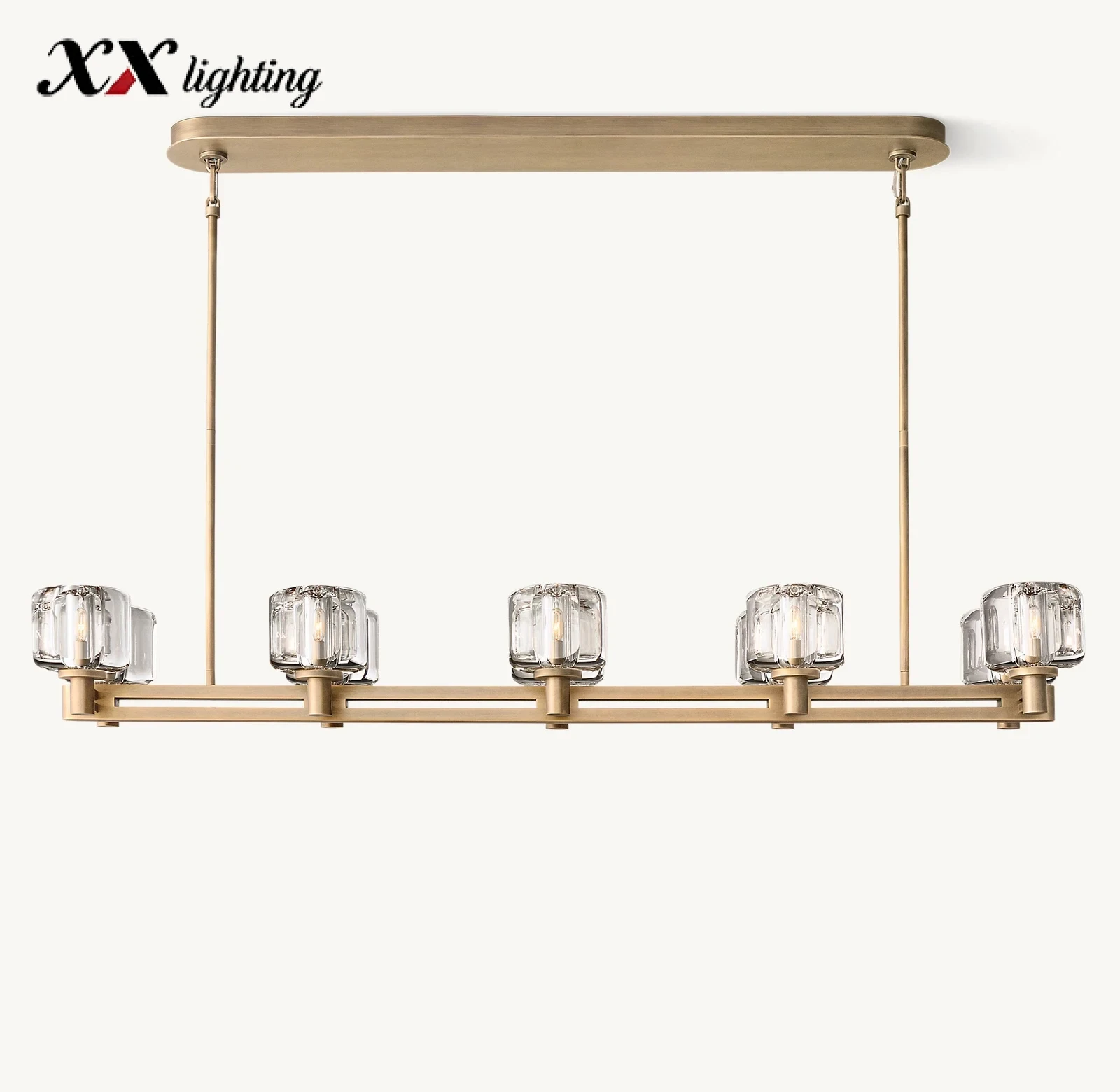 Demaret Double Linear Chandelier 54 inch - 54″, Polished Nickel
