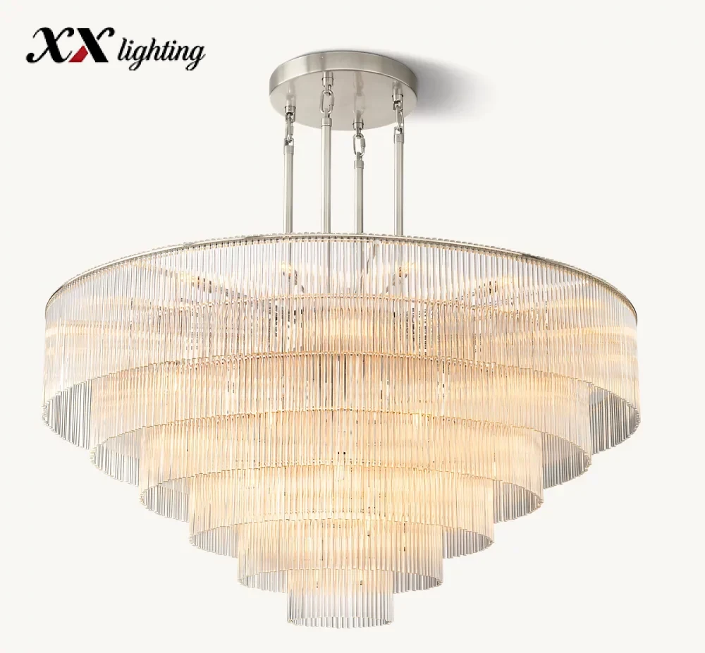 Amadeo Round Chandelier - 60″, Polished Nickel