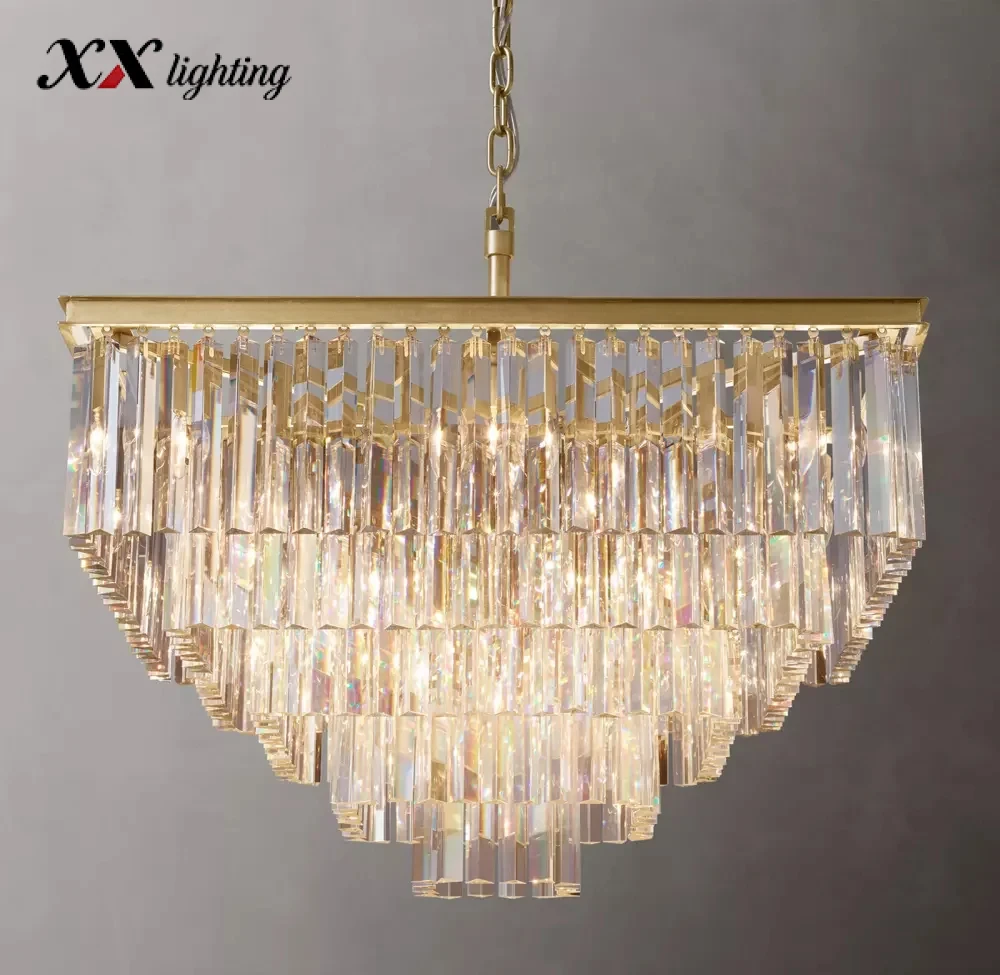 1920S Odeon Square Chandelier - 33¾″, Polished Nickel