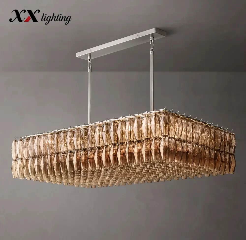 Chiara Clear Glass Rectangular Chandelier