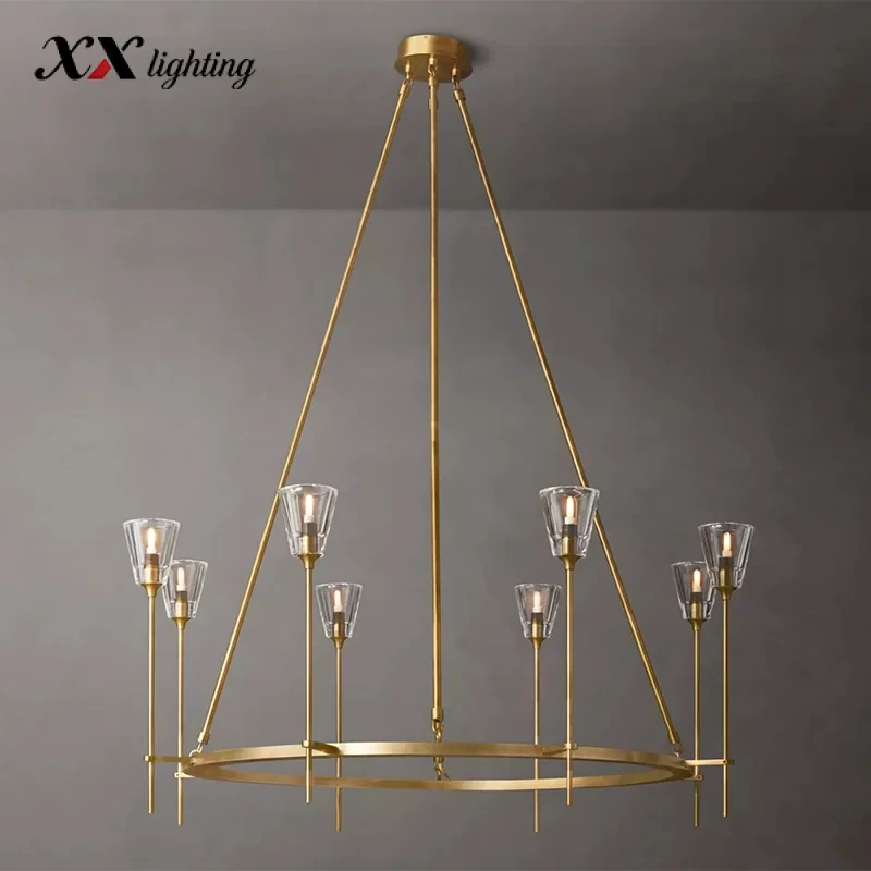 Torche De Verre Round Chandelier - 45¾″, Polished Nickel