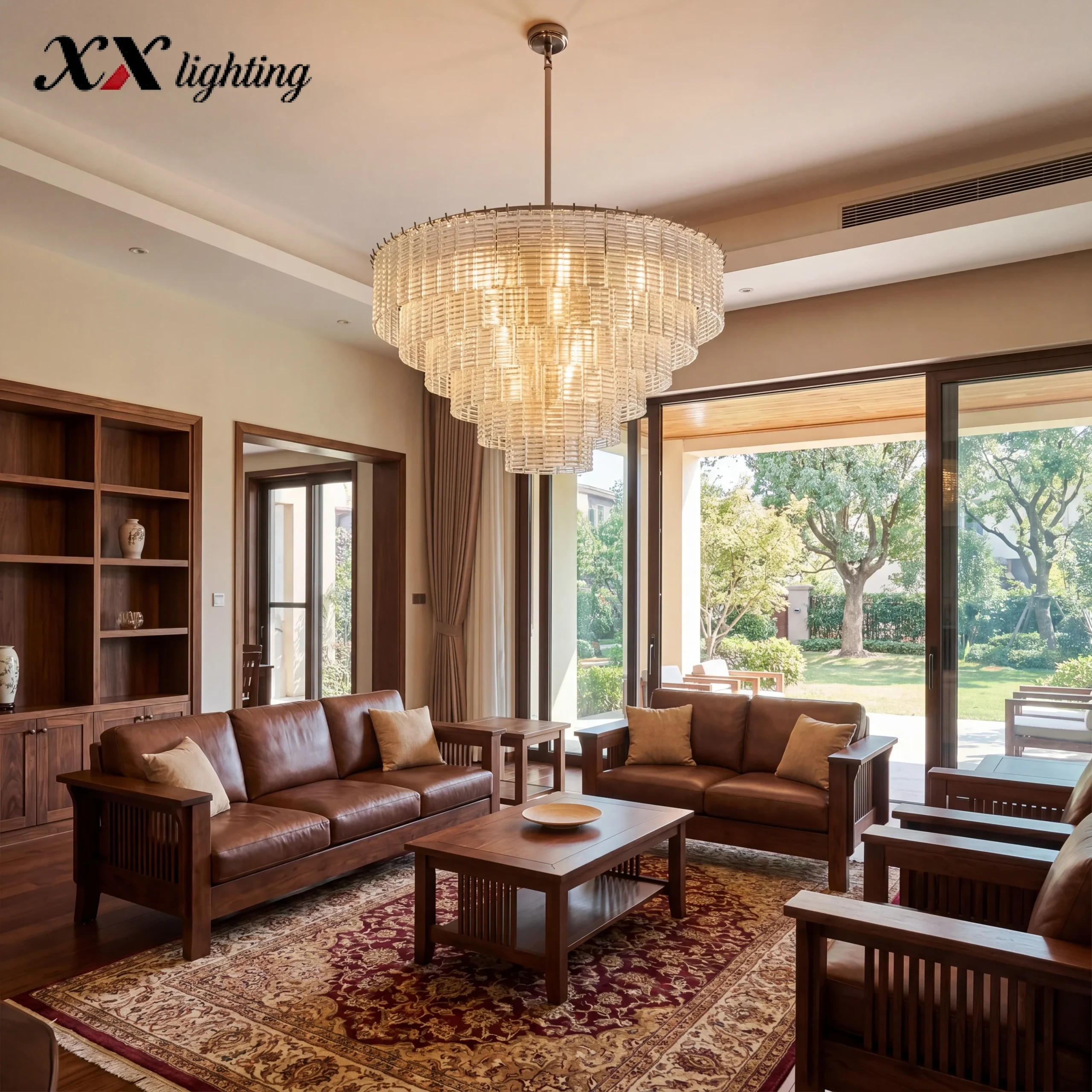 Sirene Clear Glass Round Chandelier - 40½", Satin Nickel