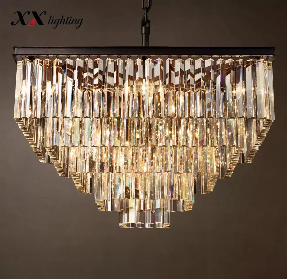 1920S Odeon Square Chandelier - 33¾″, Polished Nickel