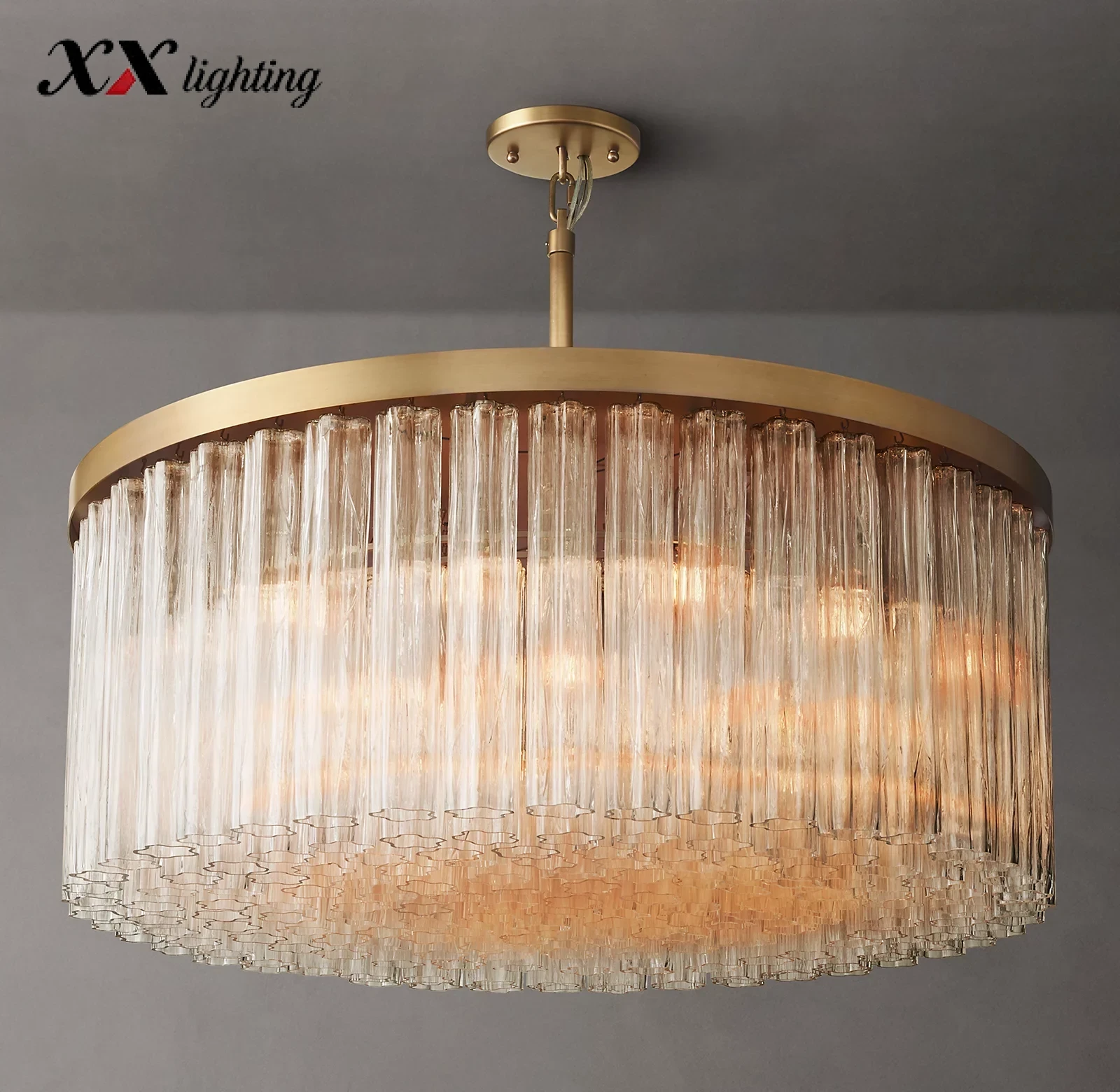 Cielo Round Glass Chandelier - 48", Polished Nickel