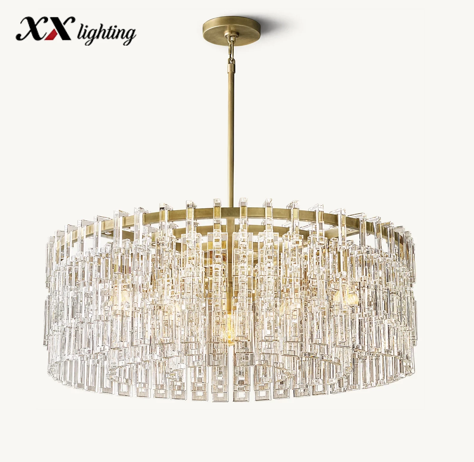 Marignan Round Chandelier 36 inch - 36″, Lacquered Burnished Brass
