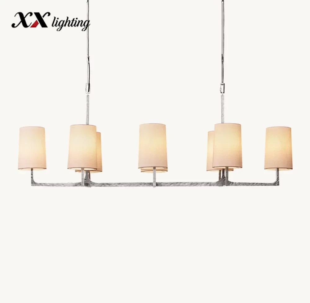 Wright Linear Chandelier 54 inch - 54″, Hammered Pewter