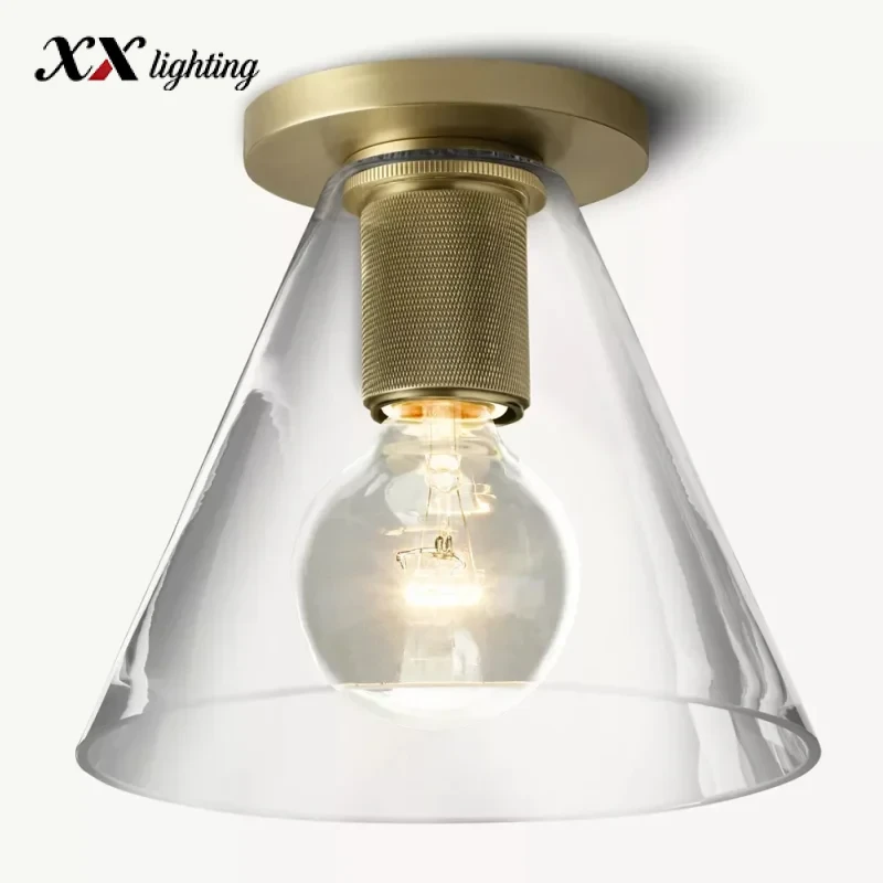 Utilitaire Funnel Shade Flushmount 8 inch - 8″, Polished Nickel