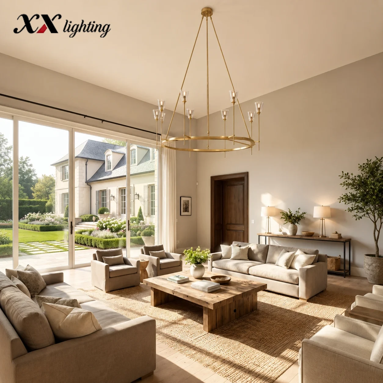 Torche De Verre Round Chandelier - 45¾″, Polished Nickel