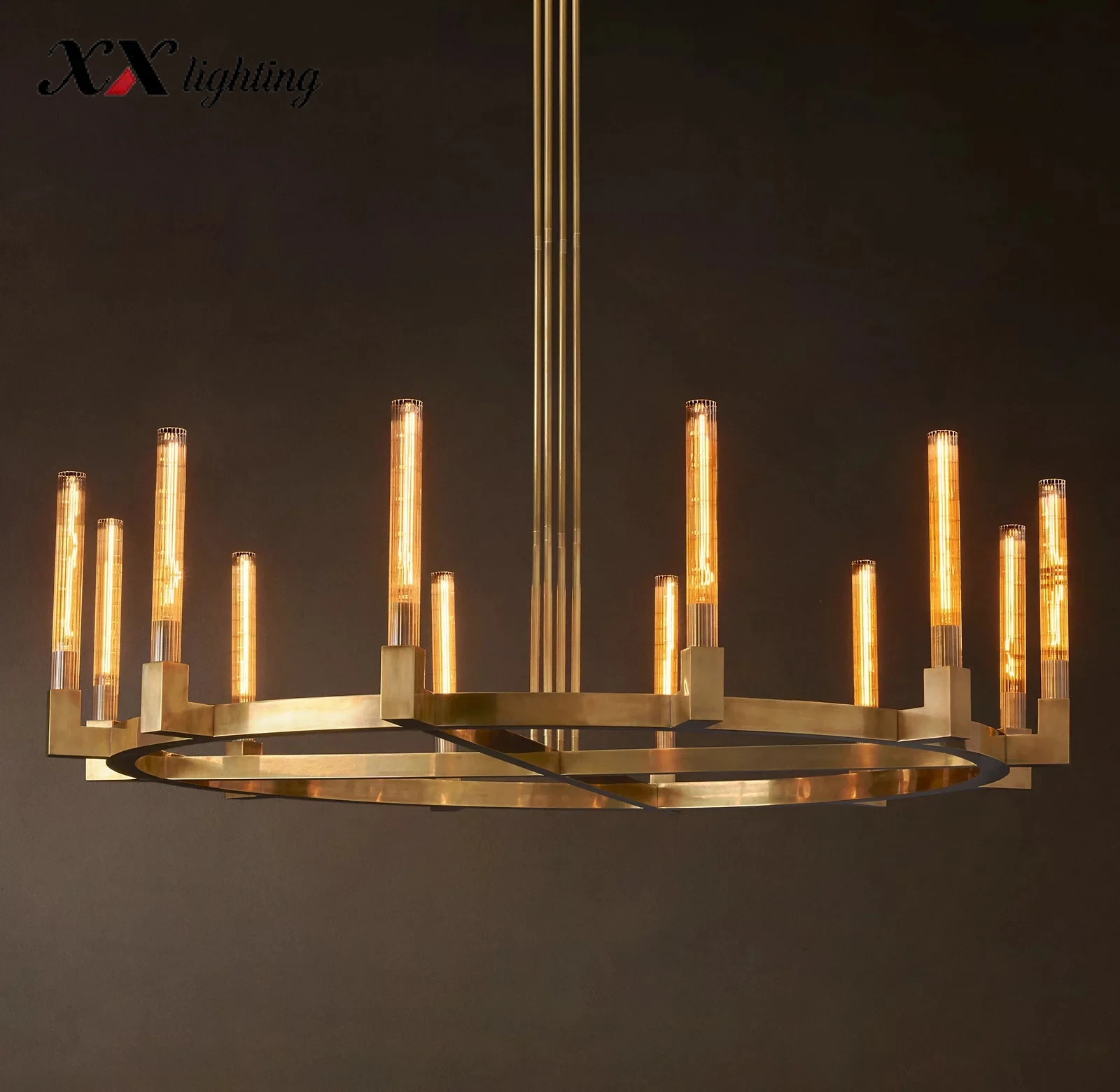 Cannele Round Chandelier 36 inch - 60", Satin Nickel
