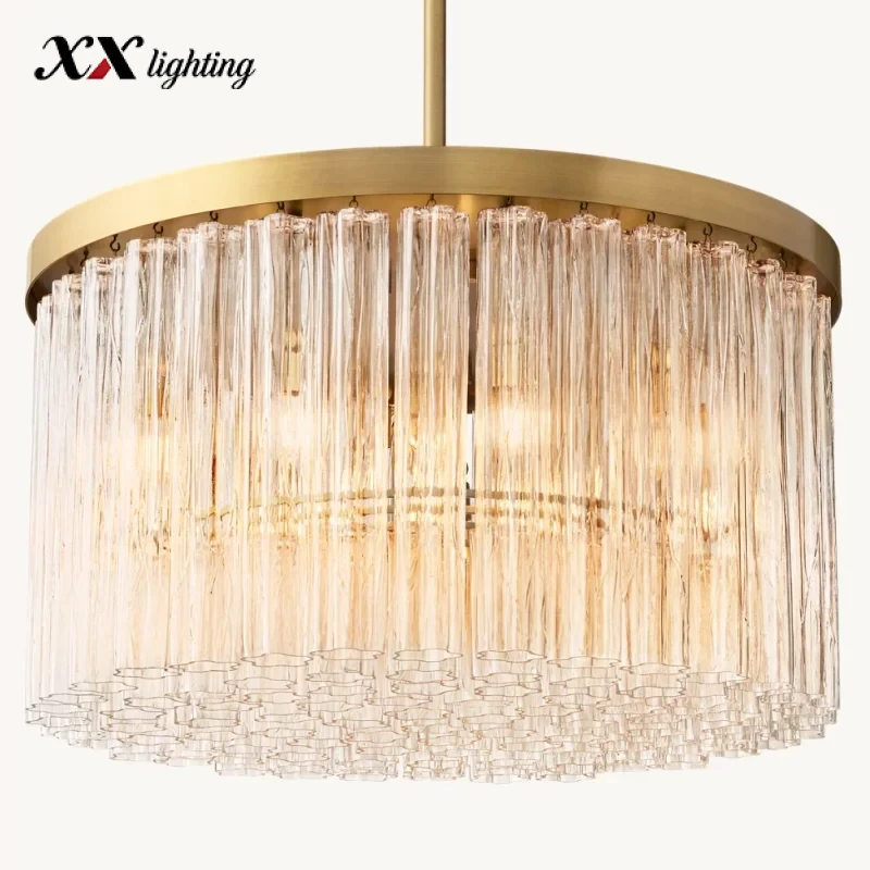 Cielo Round Glass Chandelier - 35½", Polished Nickel