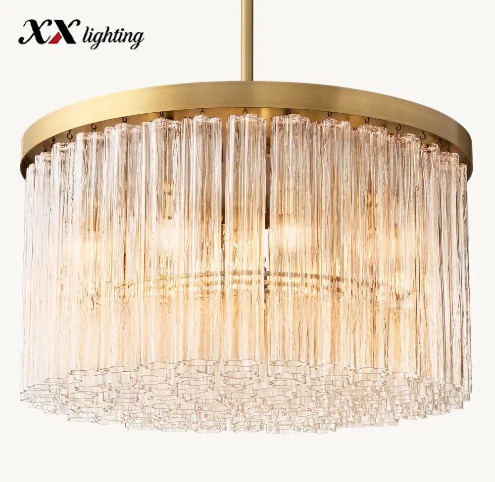 Cielo Round Glass Chandelier - 35½", Polished Nickel