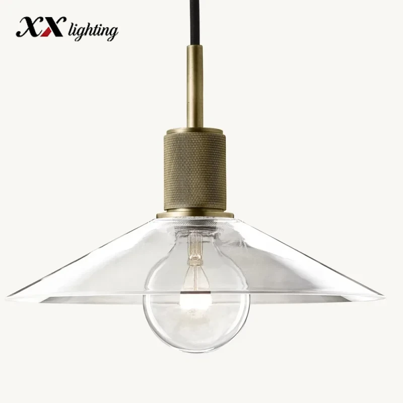 Utilitaire Glass Slope Shade Pendant 11 inch - 11″, Polished Nickel