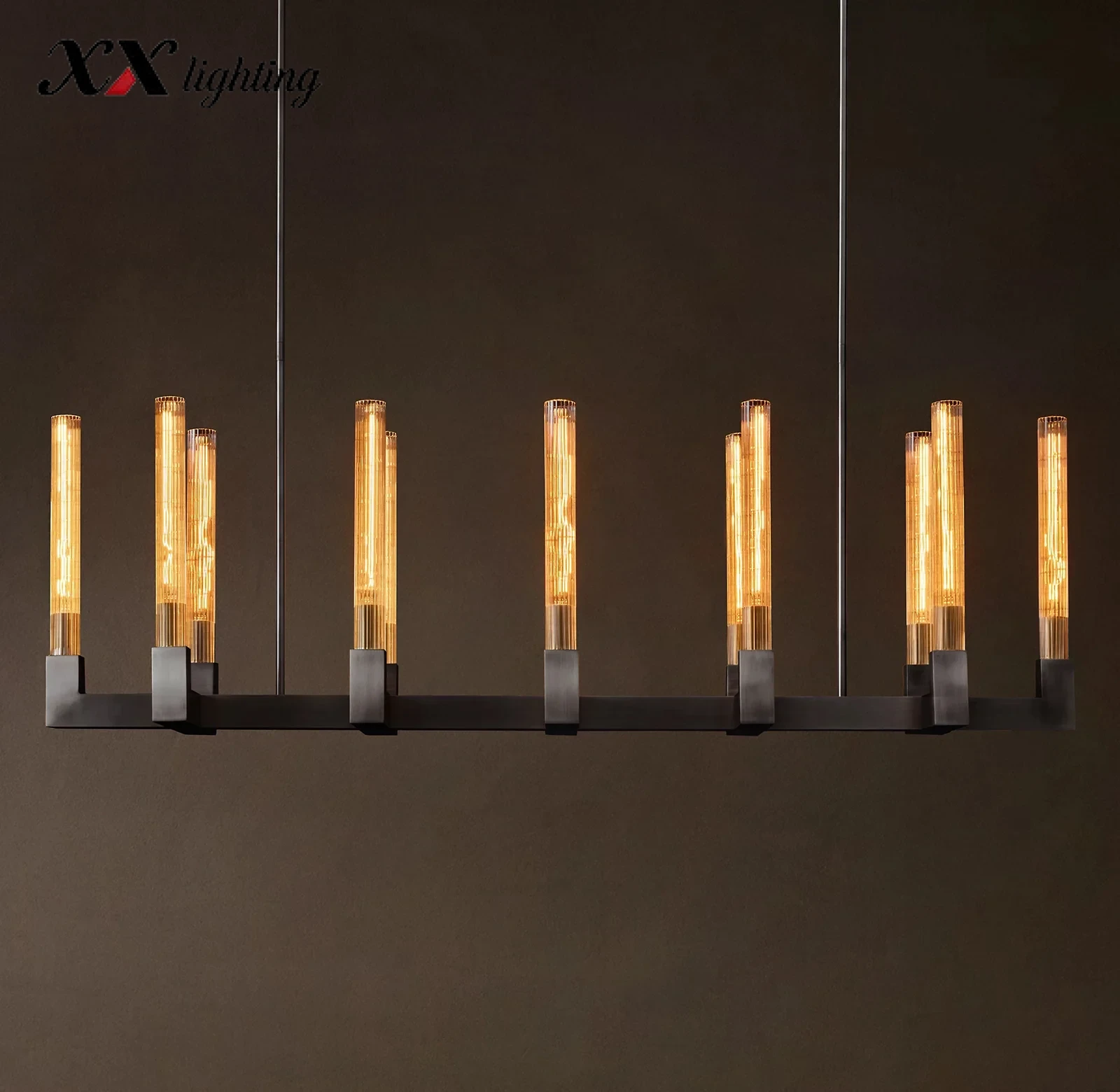 Cannele Linear Chandelier - 54¾″, Satin Nickel