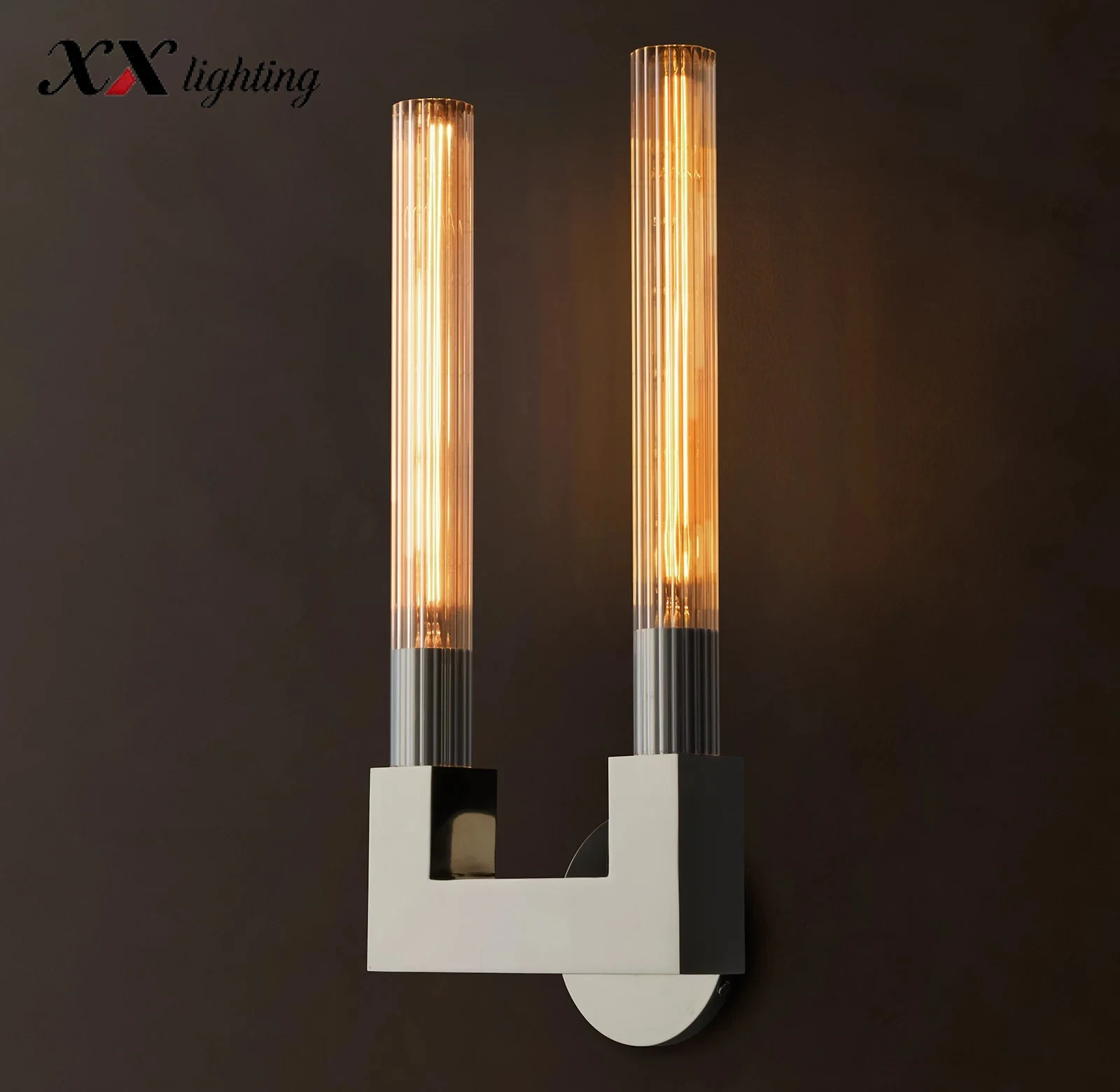 Cannele Double Sconce - 8¼″, Polished Nickel