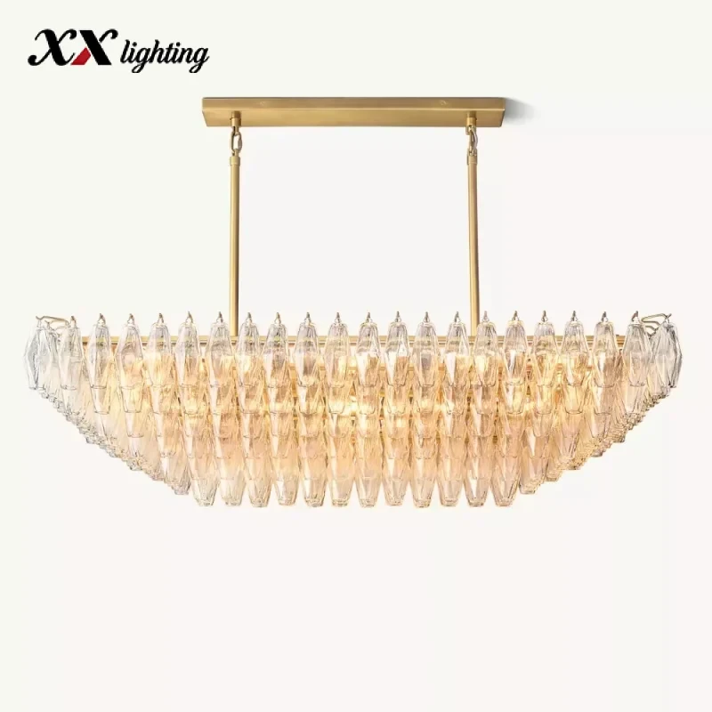 Chiara Clear Glass Tiered Rectangular Chandelier