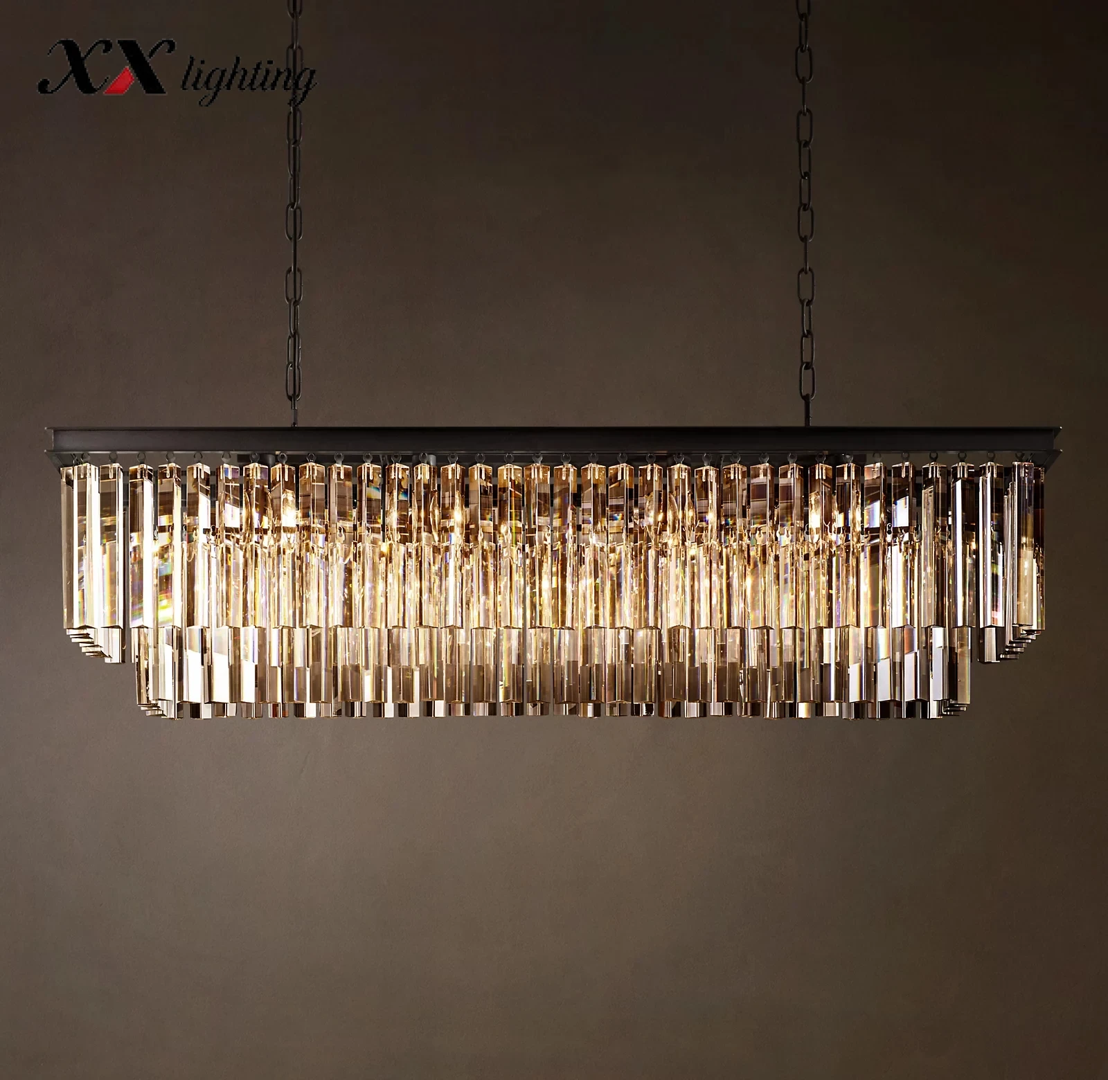 1920S Odeon Rectangular Chandelier - 49¼", Polished Nickel