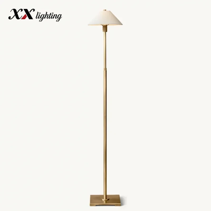 Utilitaire Linen Shade Floor Lamp - 9¾″, Polished Nickel