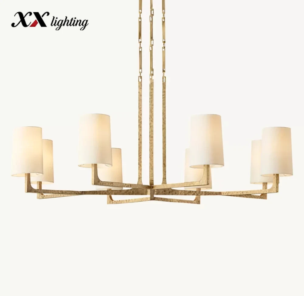 Wright Round Chandelier 36 inch - 48″, Hammered Pewter