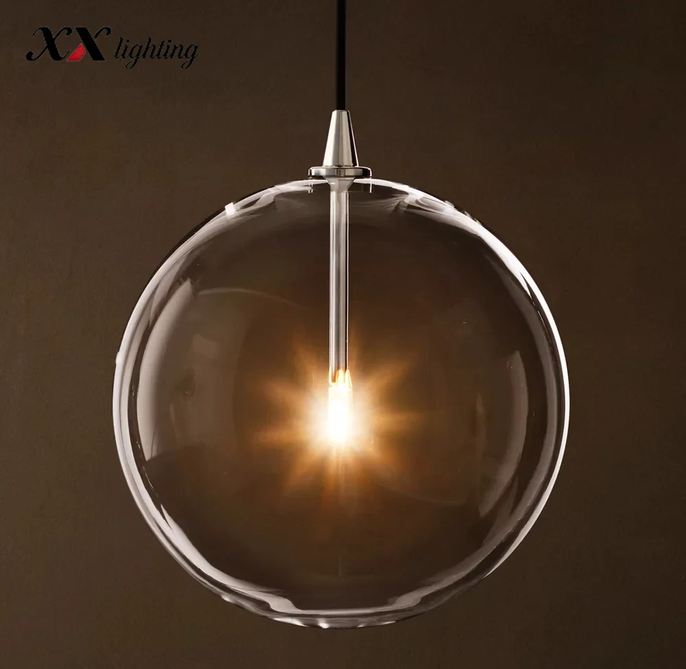 Glass Globe Mobile Pendant - 6, Polished Nickel