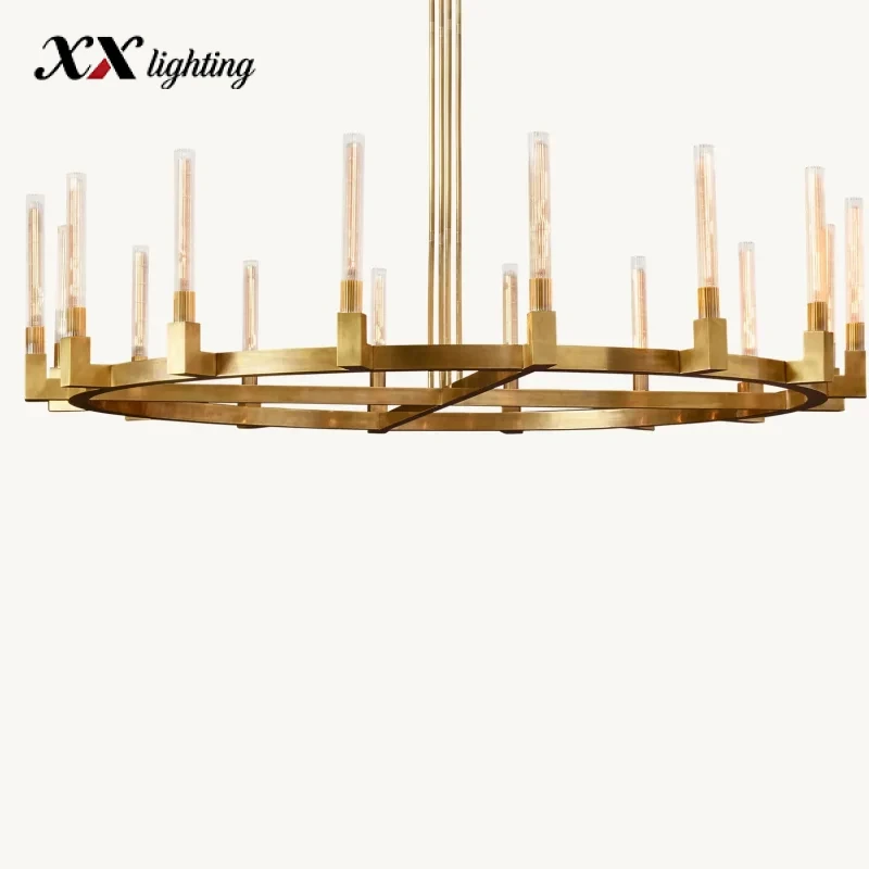 Cannele Round Chandelier 36 inch - 72", Satin Nickel
