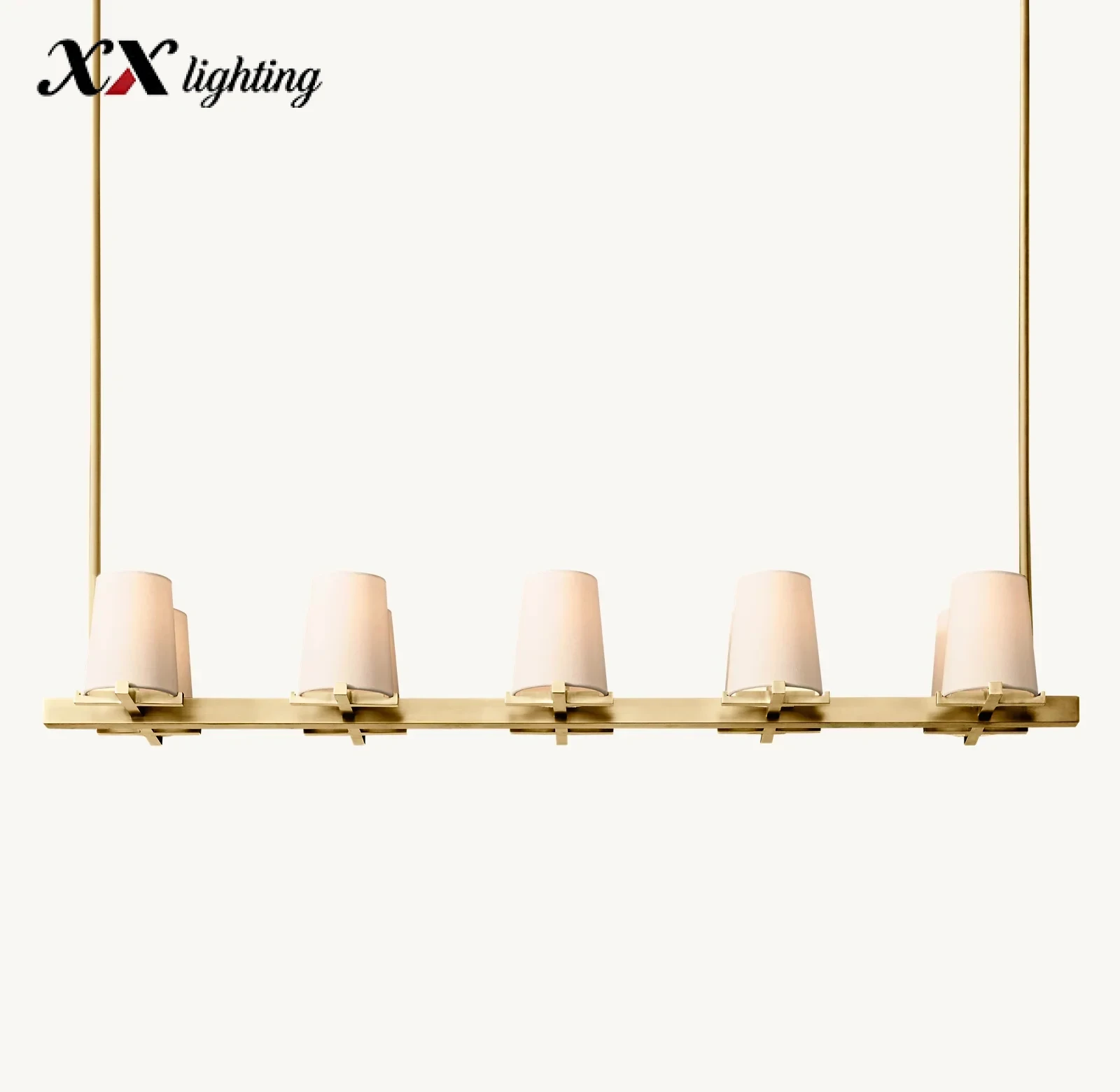 Pauillac Fabric Shade Linear Chandelier 49 inch - 49", Polished Nickel