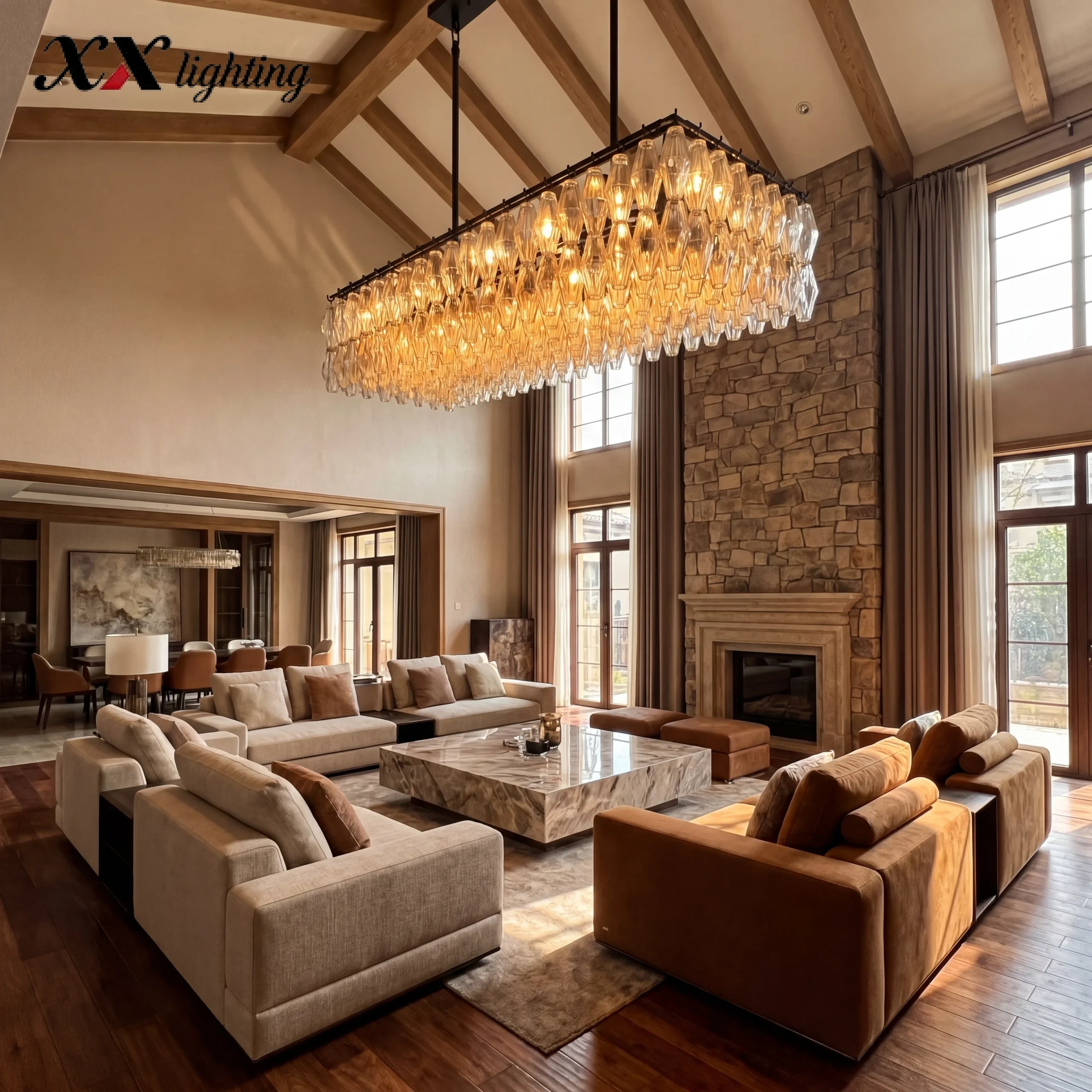 Chiara Clear Glass Rectangular Chandelier