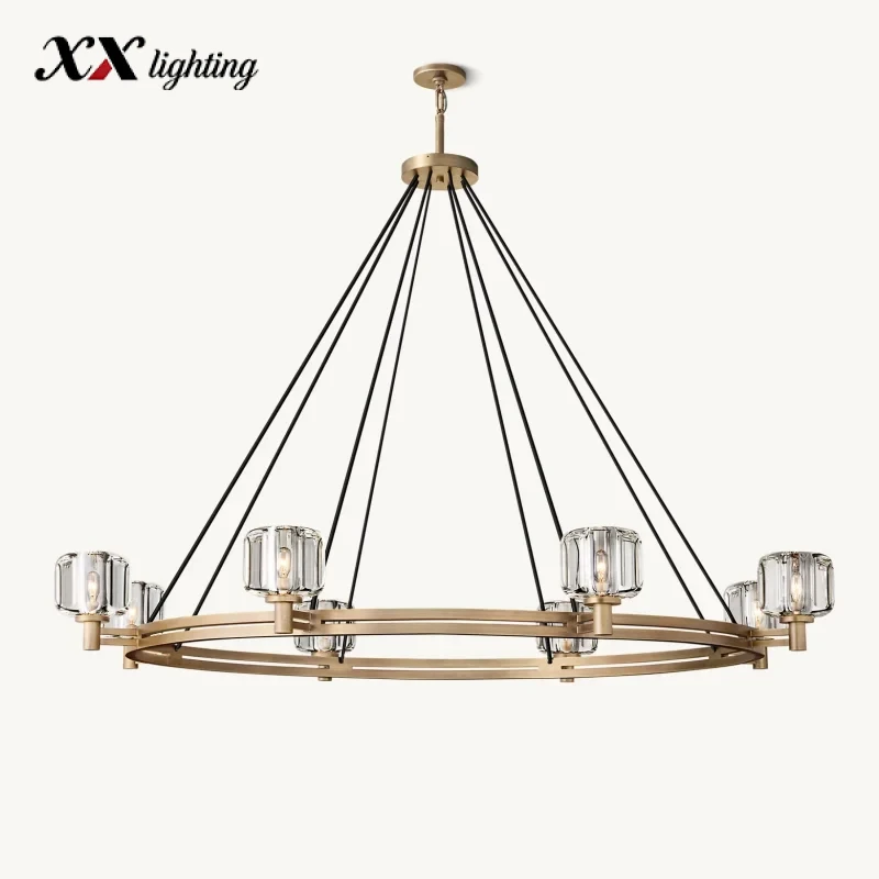 Demaret Round Chandelier 36 inch - 60″, Polished Nickel