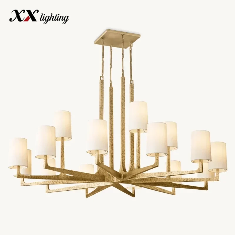 Wright Round Chandelier 36 inch - 60″, Hammered Pewter