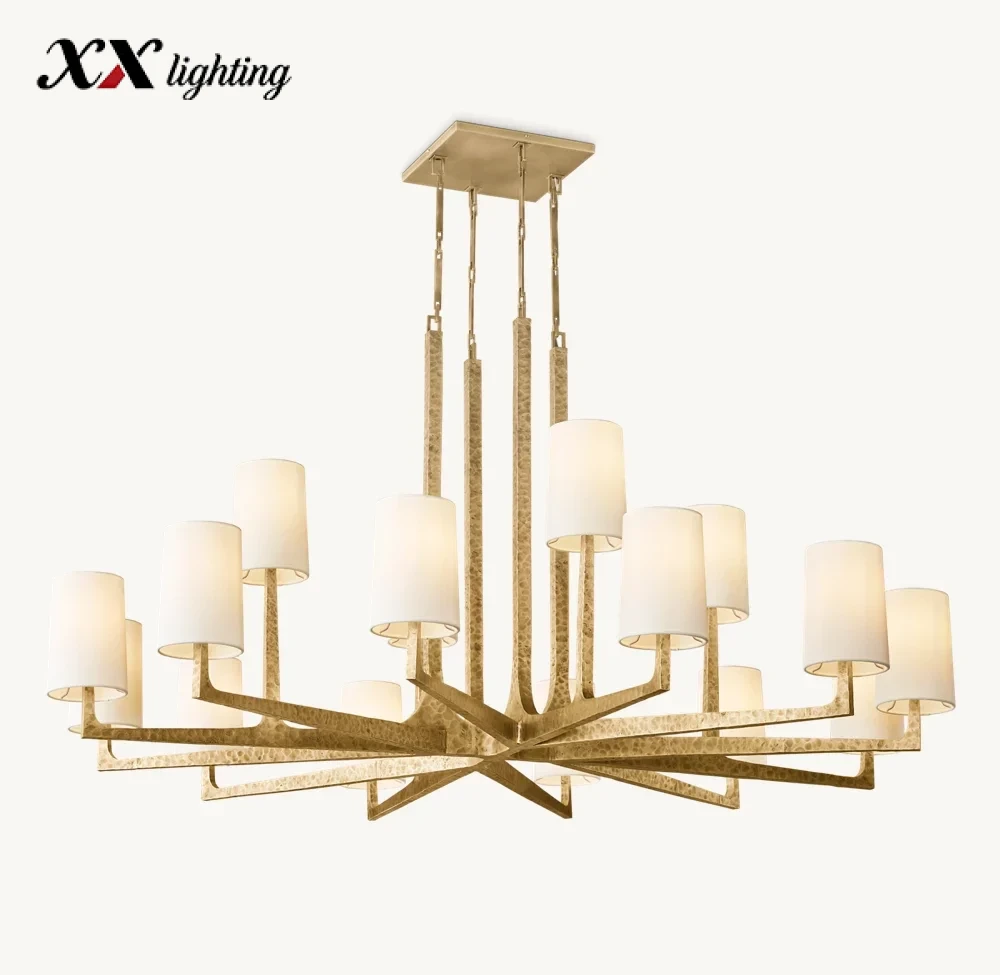 Wright Round Chandelier 36 inch - 60″, Hammered Pewter