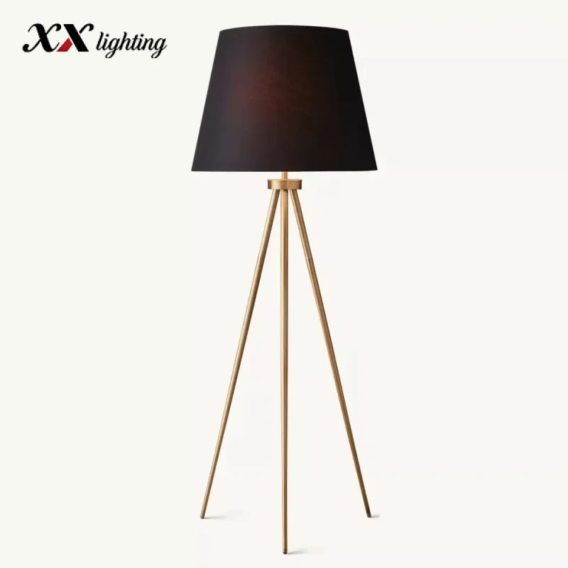 Reed Linen Shade Floor Lamp 32 inch - 32″, Polished Nickel