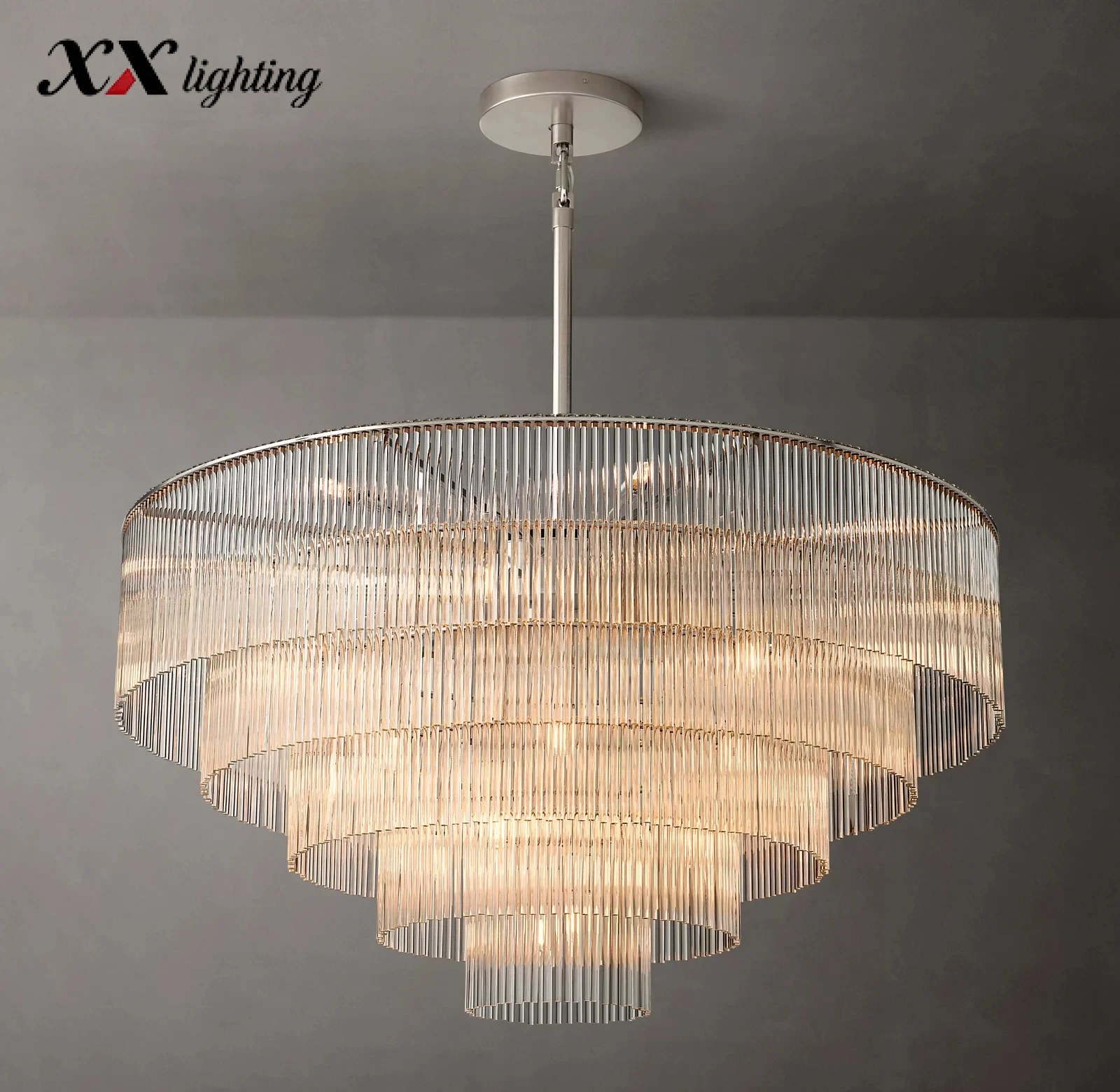 Amadeo Round Chandelier - 49¾″, Polished Nickel