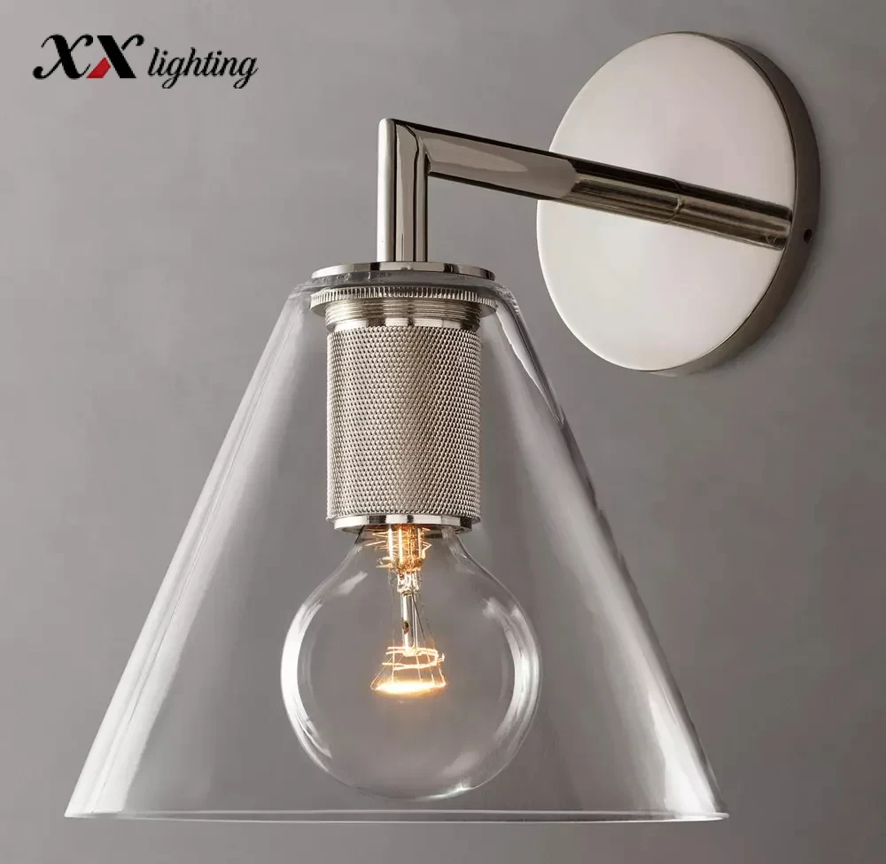 Utilitaire Funnel Shade Sconce 8 inch - 8″, Polished Nickel