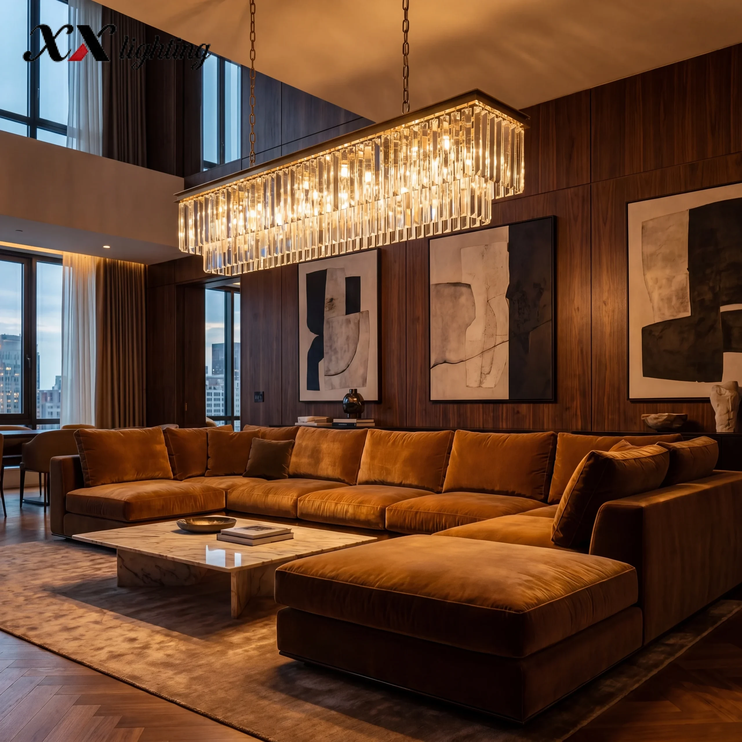 1920S Odeon Rectangular Chandelier - 59", Polished Nickel