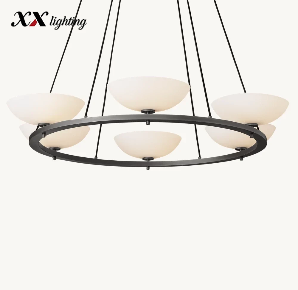 Vernet Round Chandelier 36 inch - 48", Polished Nickel