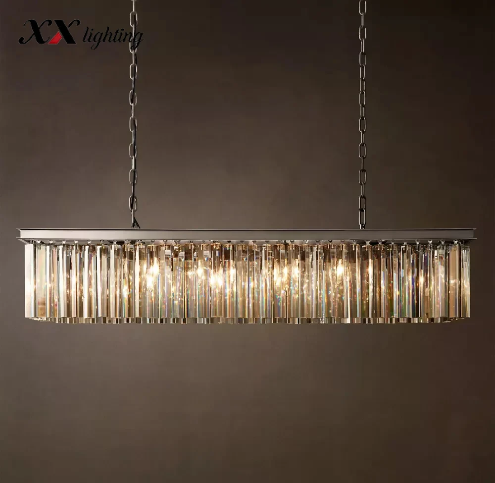 Rhys Rectangular Chandelier - 49¼″, Polished Nickel