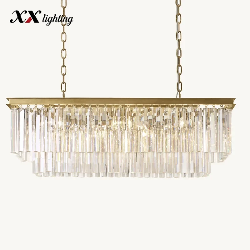 1920S Odeon Rectangular Chandelier - 39¼", Polished Nickel