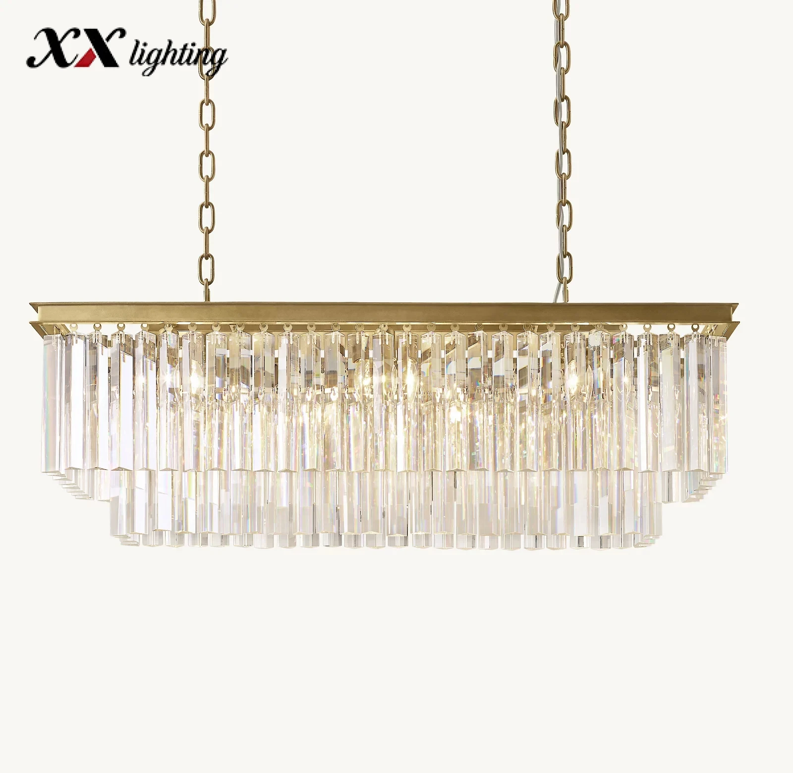 1920S Odeon Rectangular Chandelier - 39¼", Polished Nickel