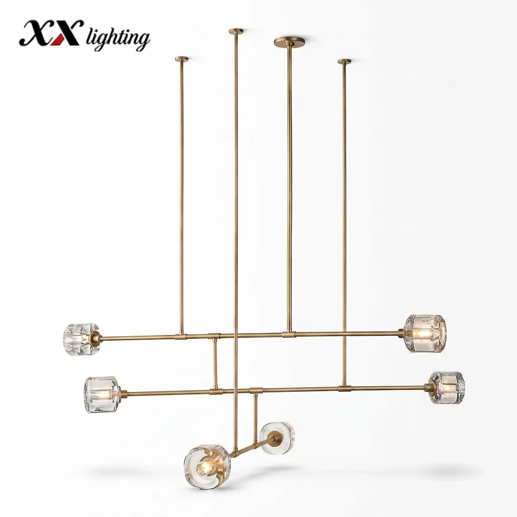 Demaret Mobile Round Chandelier 48 inch - 62″, Polished Nickel