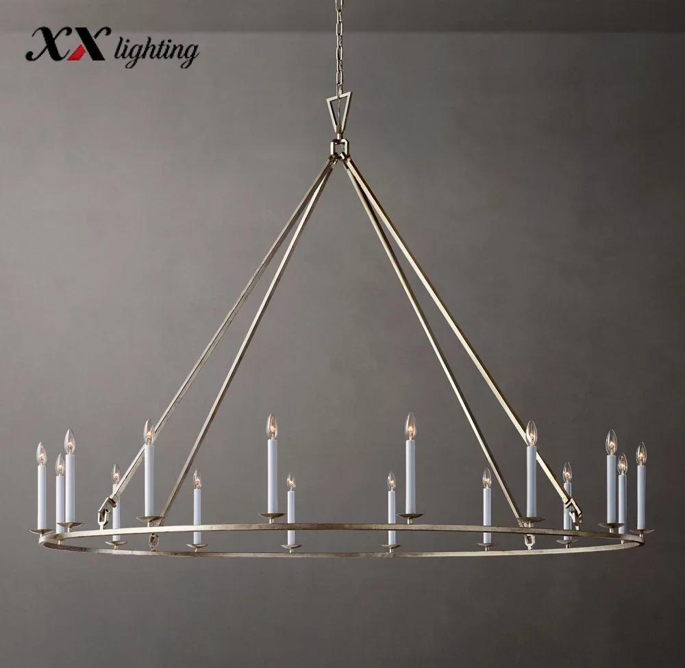 19Th C. English Openwork Round Chandelier 50 inch - 72", Burnished Silver Leaf