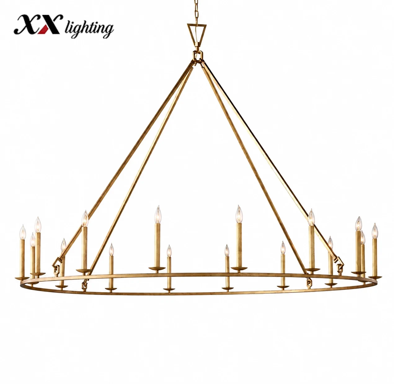 19Th C. English Openwork Round Chandelier 50 inch - 72", Burnished Silver Leaf