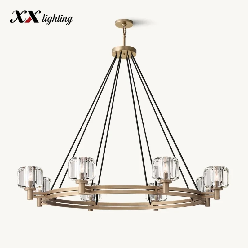 Demaret Round Chandelier 36 inch - 48″, Polished Nickel