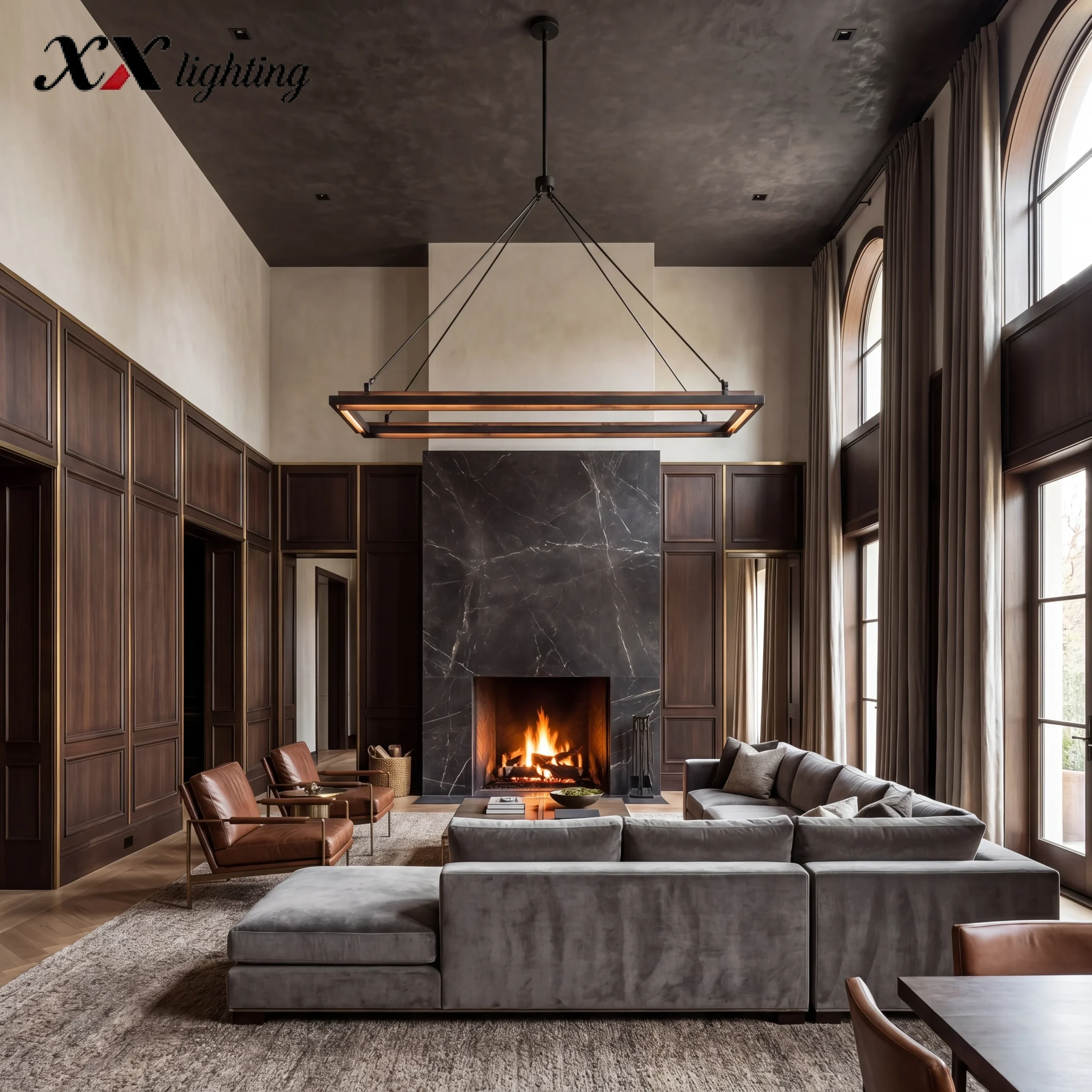 Peralta Rectangular Chandelier 50 inch - 62", Forged Iron
