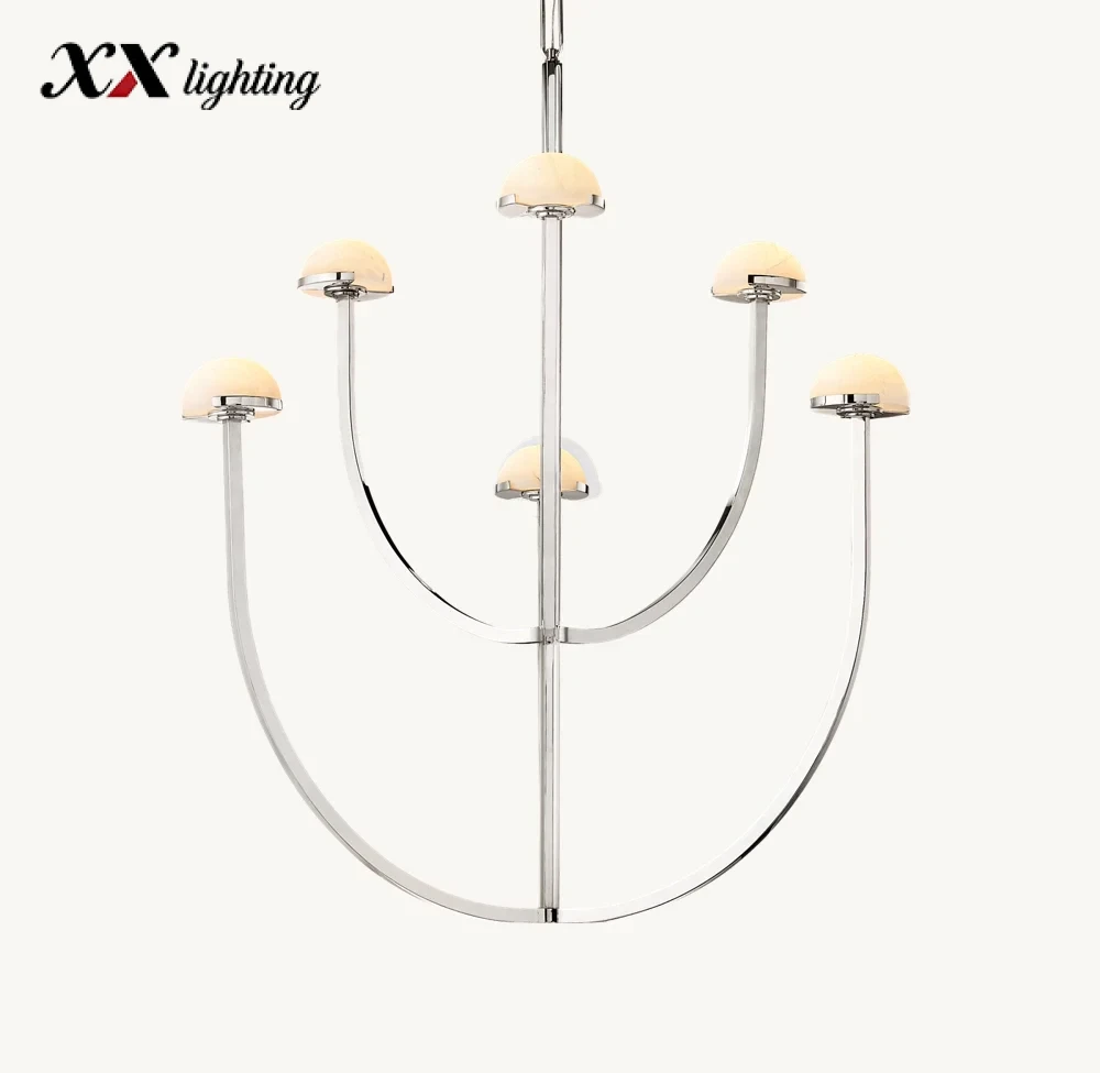 Pedra Round Chandelier 24 inch - 32", Polished Nickel