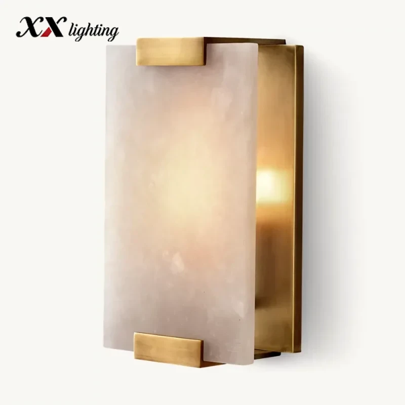 Hand-Carved Alabaster Sconce - 6″, Polished Nickel