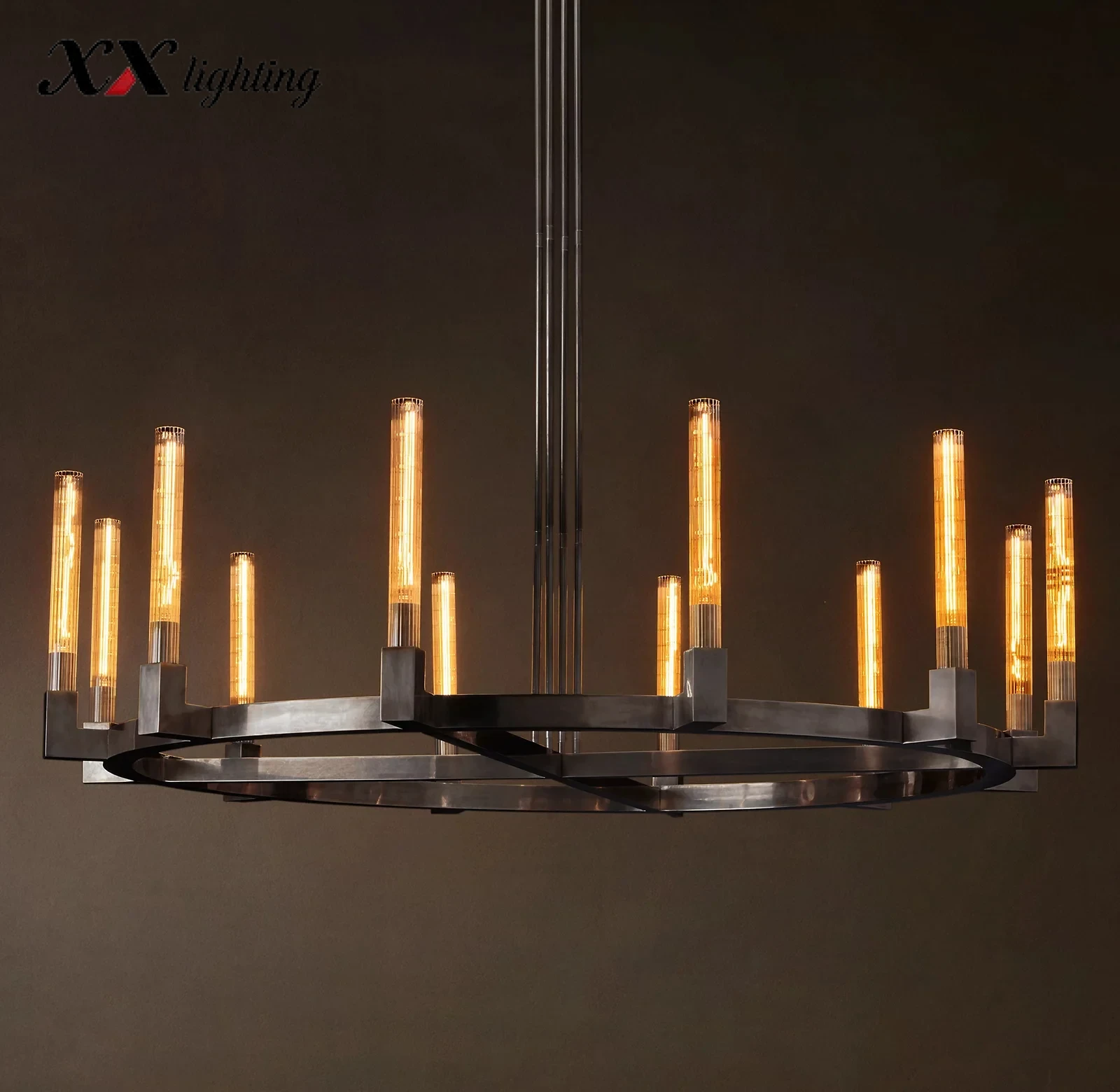 Cannele Round Chandelier 36 inch - 60", Satin Nickel